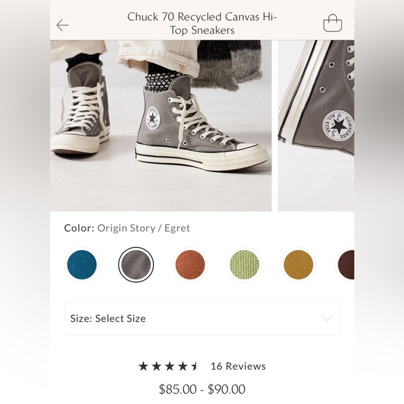 NWT & Box Chuck 70 Recycled Canvas Hi-Top Sneakers - Picture 5 of 9